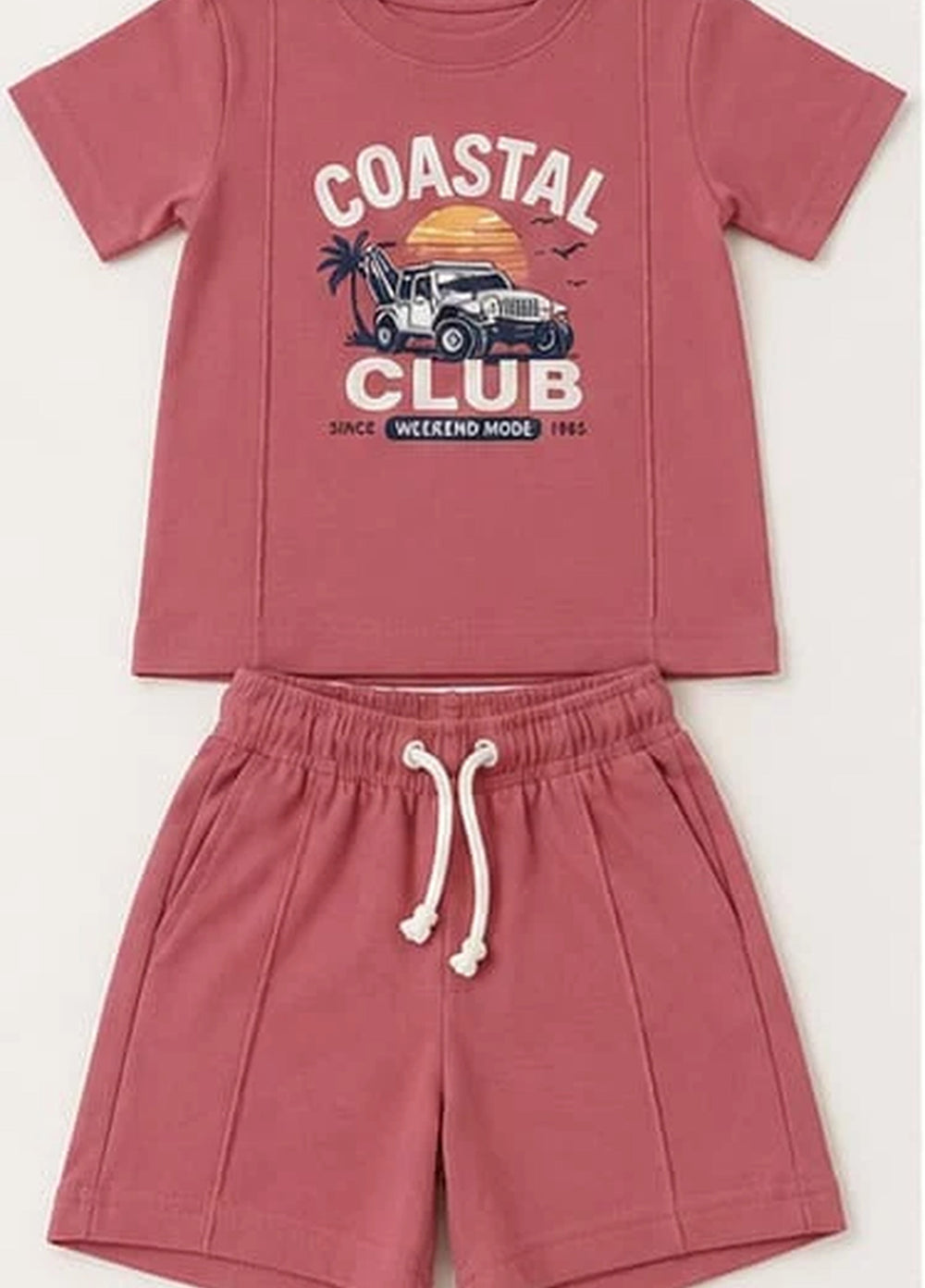 Lambkin Kids RTW Printed Cotton 2 Piece Suit Club Tee N Shorts Set - Casual Collection