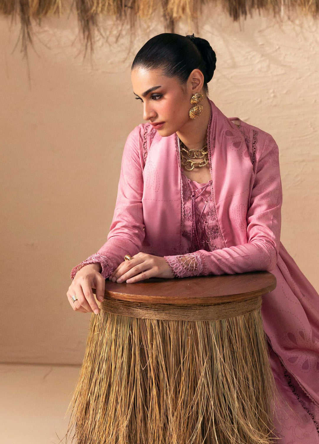 Q prints by Qalamkar Unstitched Embroidered Slub Linen 3 Piece Suit QLK26ULQ Seema QPW-07A - Winter Collection