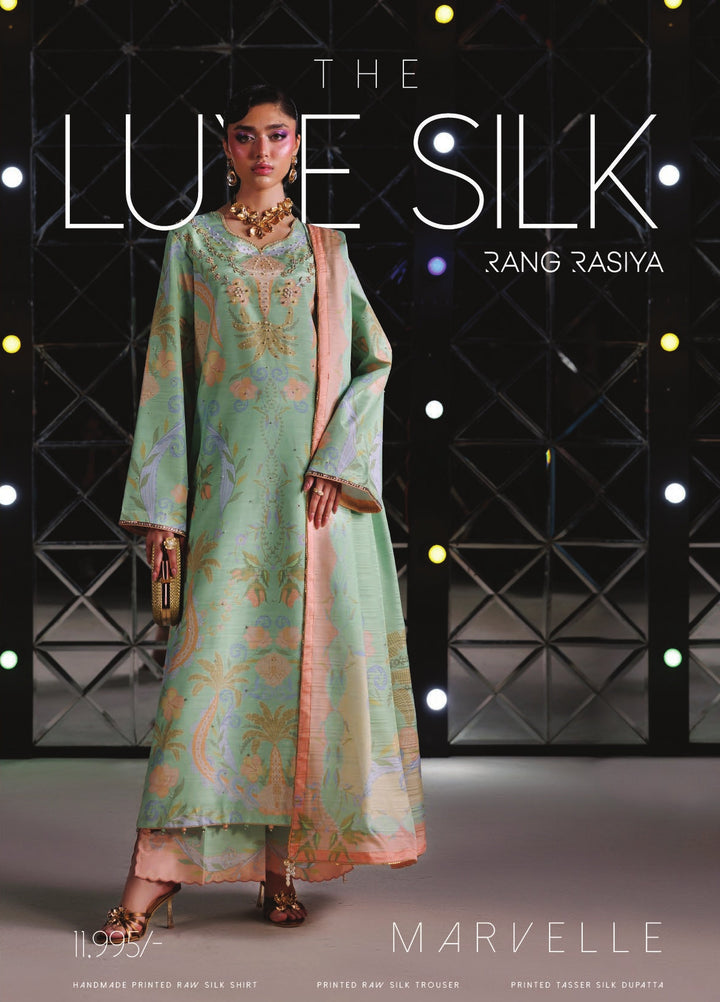 Luxe by Rang Rasiya Unstitched Printed Raw Silk 3 Piece Suit RR26ULS Marvelle - Festive Collection