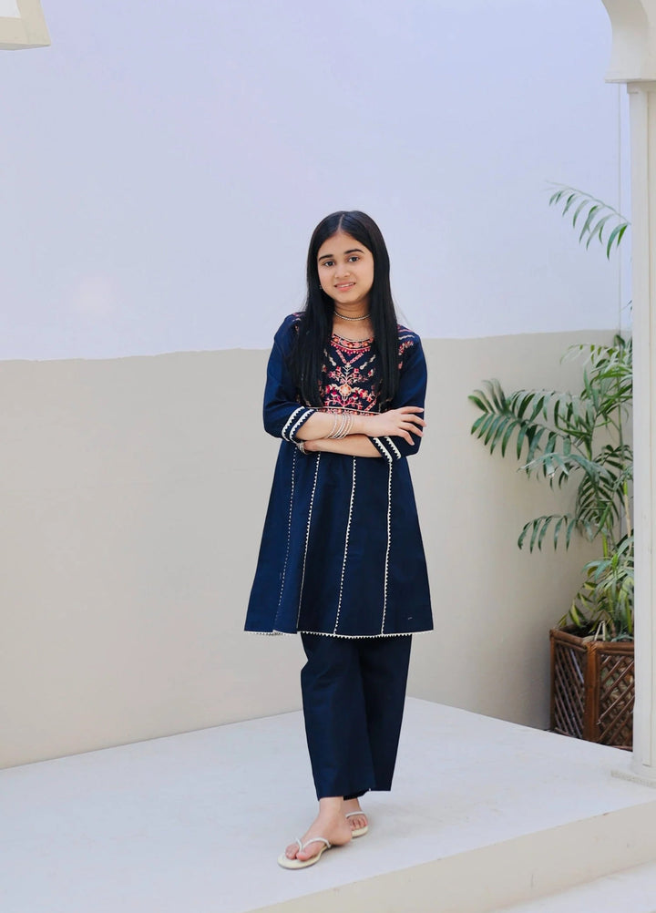 Khanak Girls RTW Embroidered Cotton 2 Piece Suit KST-125 - Casual Collection