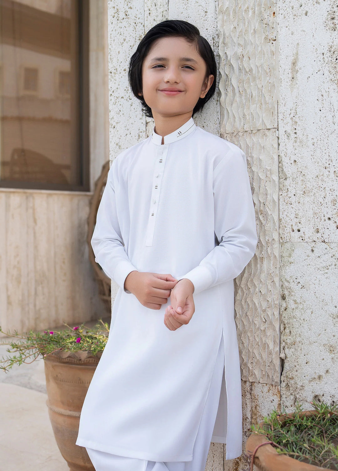 Buraq Boys RTW Solids Wash N Wear Kurta Shalwar Suit Shazil Casual Collection