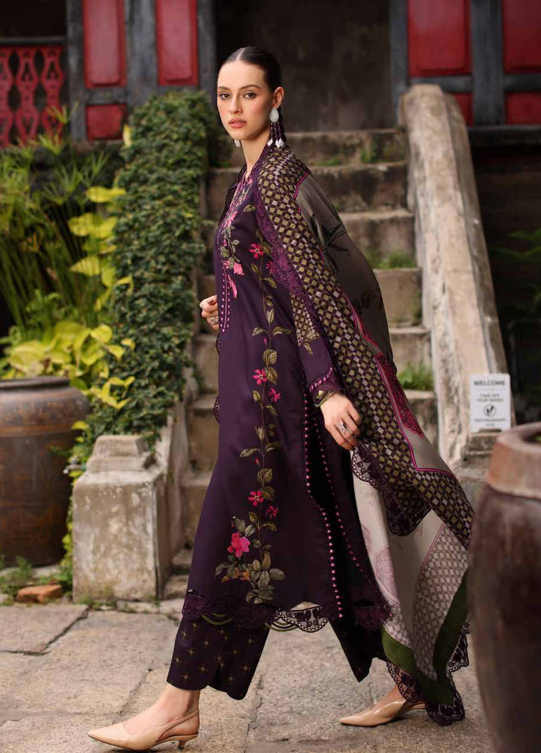 Combination by Charizma Unstitched Embroidered Linen 3 Piece Suit CHR26UCL CCW7-05 - Casual Collection