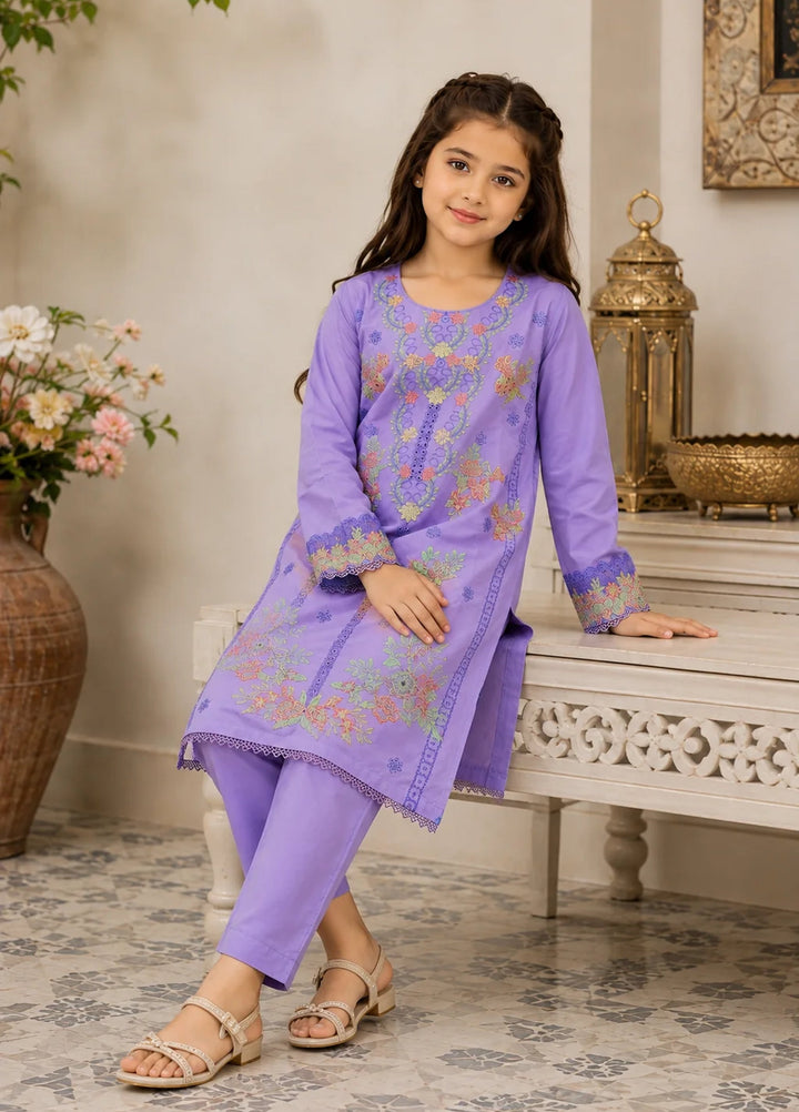 Khanak Girls RTW Embroidered Cotton 2 Piece Suit KST-214 - Casual Collection