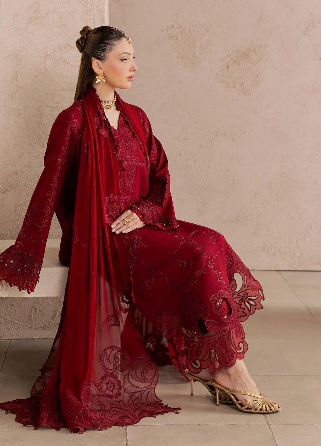 Nureh Unstitched Embroidered Karandi 3 Piece Suit NU26UKE NE-274 - Festive Collection