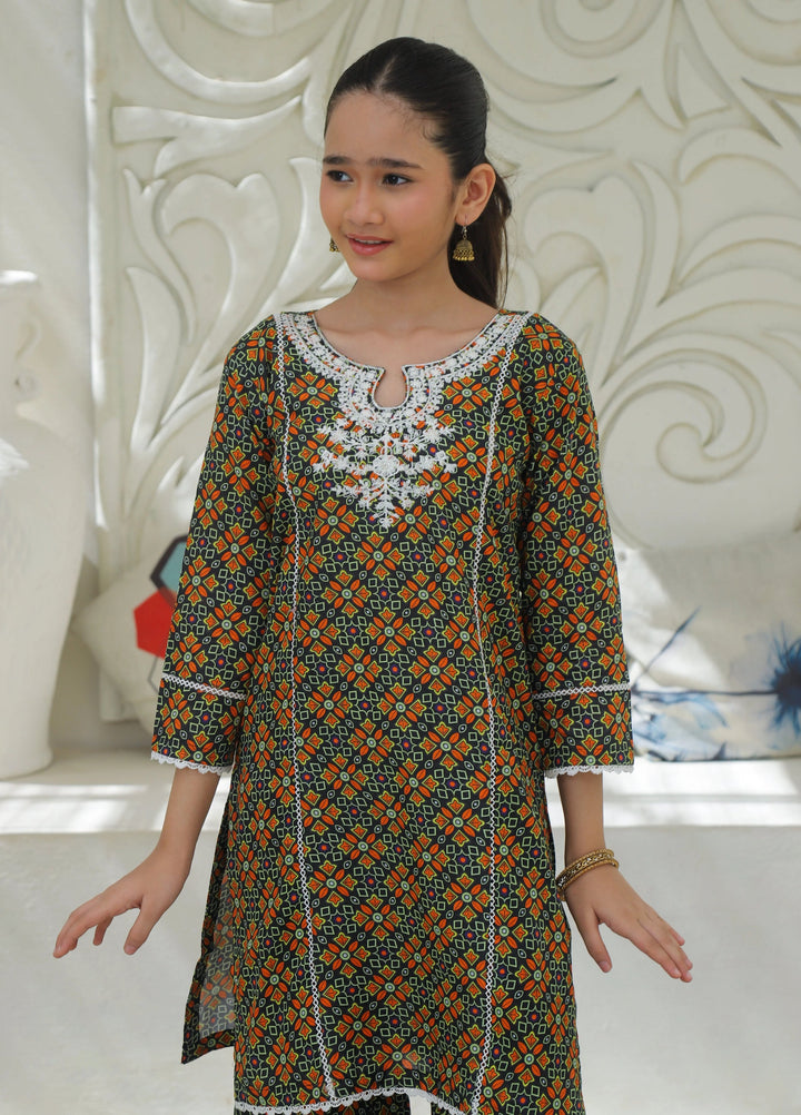 Khanak Girls RTW Embroidered Cotton 2 Piece Suit KST-197 - Casual Collection