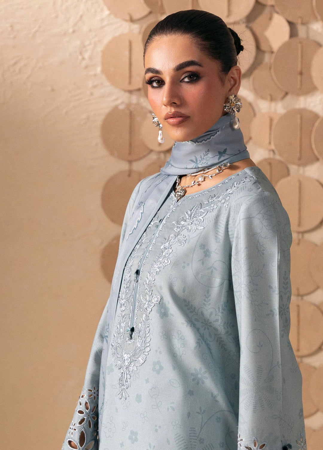 Q prints by Qalamkar Unstitched Embroidered Slub Linen 3 Piece Suit QLK26ULQ Oriana QPW-04A - Winter Collection