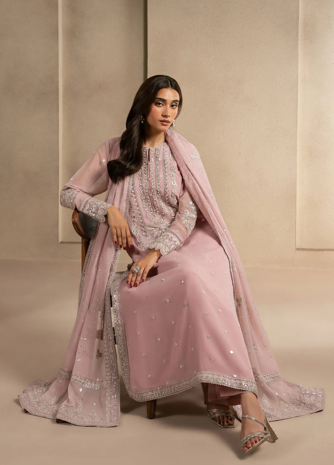 Xenia Formals Unstitched Embroidered Chiffon 3 Piece Suit XF-1289 Nila - Festive Collection