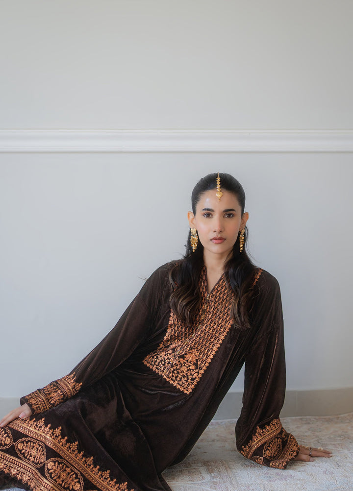 Atelier Velours by Rashid Textiles RTW Embroidered Velvet 3 Piece Suit RT26RAV Cocoa - Festive Collection