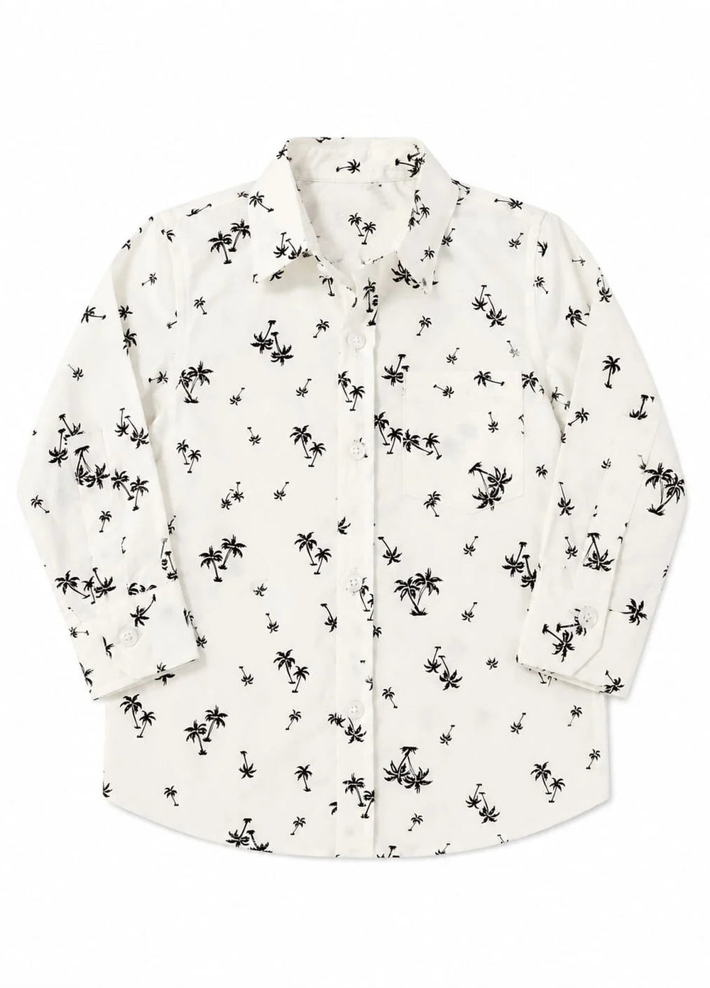Lambkin Kids RTW Printed Cotton 1 Piece White Palm Boys Shirt - Casual Collection