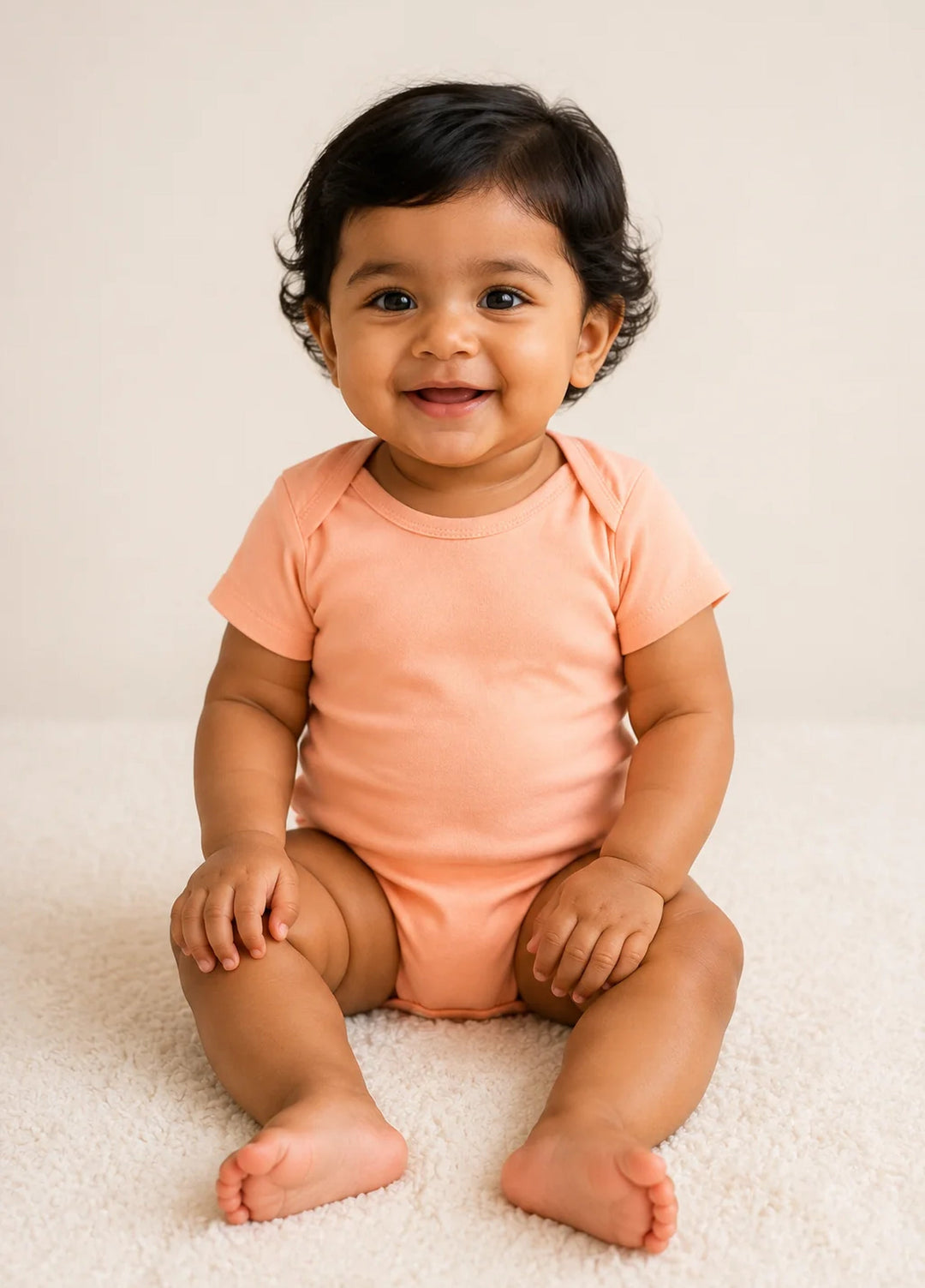 Lambkin Kids RTW Solids Cotton 1 Piece Peach - Casual Collection