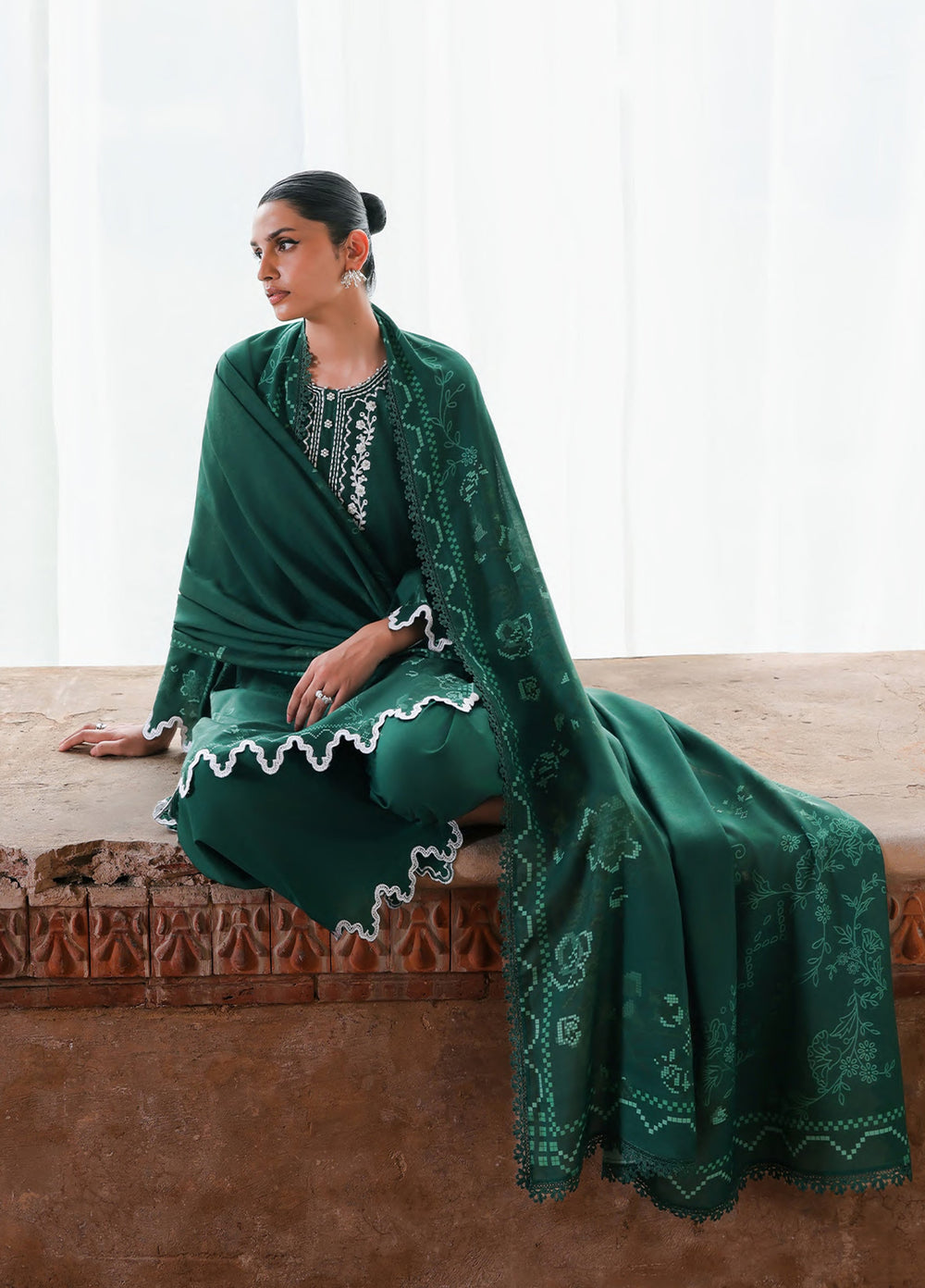Cross Stitch Unstitched Embroidered Cotton Satin 3 Piece Suit CS26UCS Garnet Grace - Casual Collection