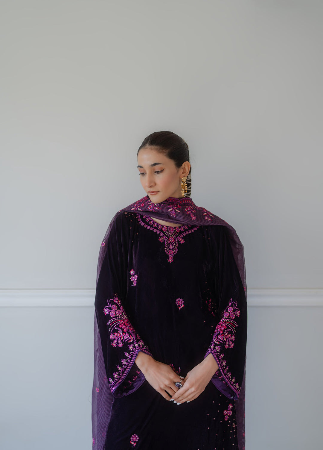 Atelier Velours by Rashid Textiles RTW Embroidered Velvet 3 Piece Suit RT26RAV Gulnaaz - Festive Collection