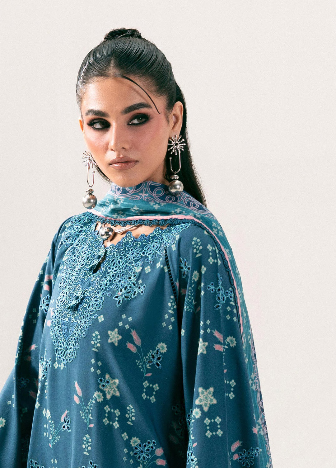 Q prints by Qalamkar Unstitched Embroidered Slub Linen 3 Piece Suit QLK26ULQ Rohi QPW-06B - Winter Collection