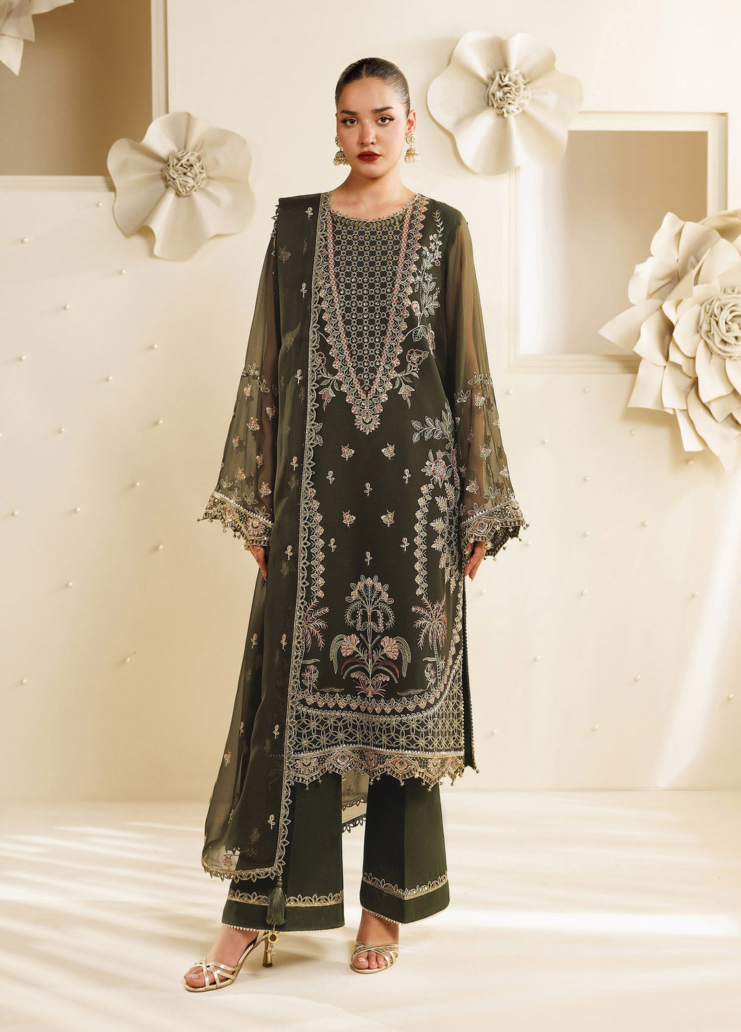 Sireine by Alizeh Fashion Unstitched Embroidered Chiffon 3 Piece Suit AF26UCS AF-CH-2295-SOREL - Festive Collection