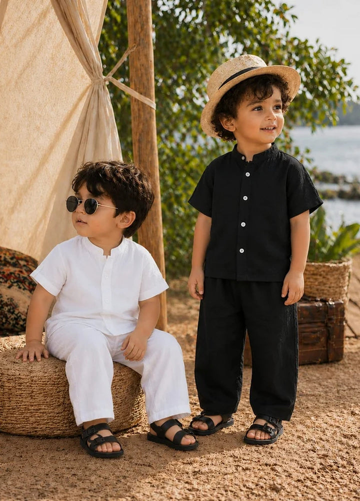 BabyCo Kids RTW Solids Cotton Co-Ord Sets Suit Oasis Relaxed Black - Casual Collection