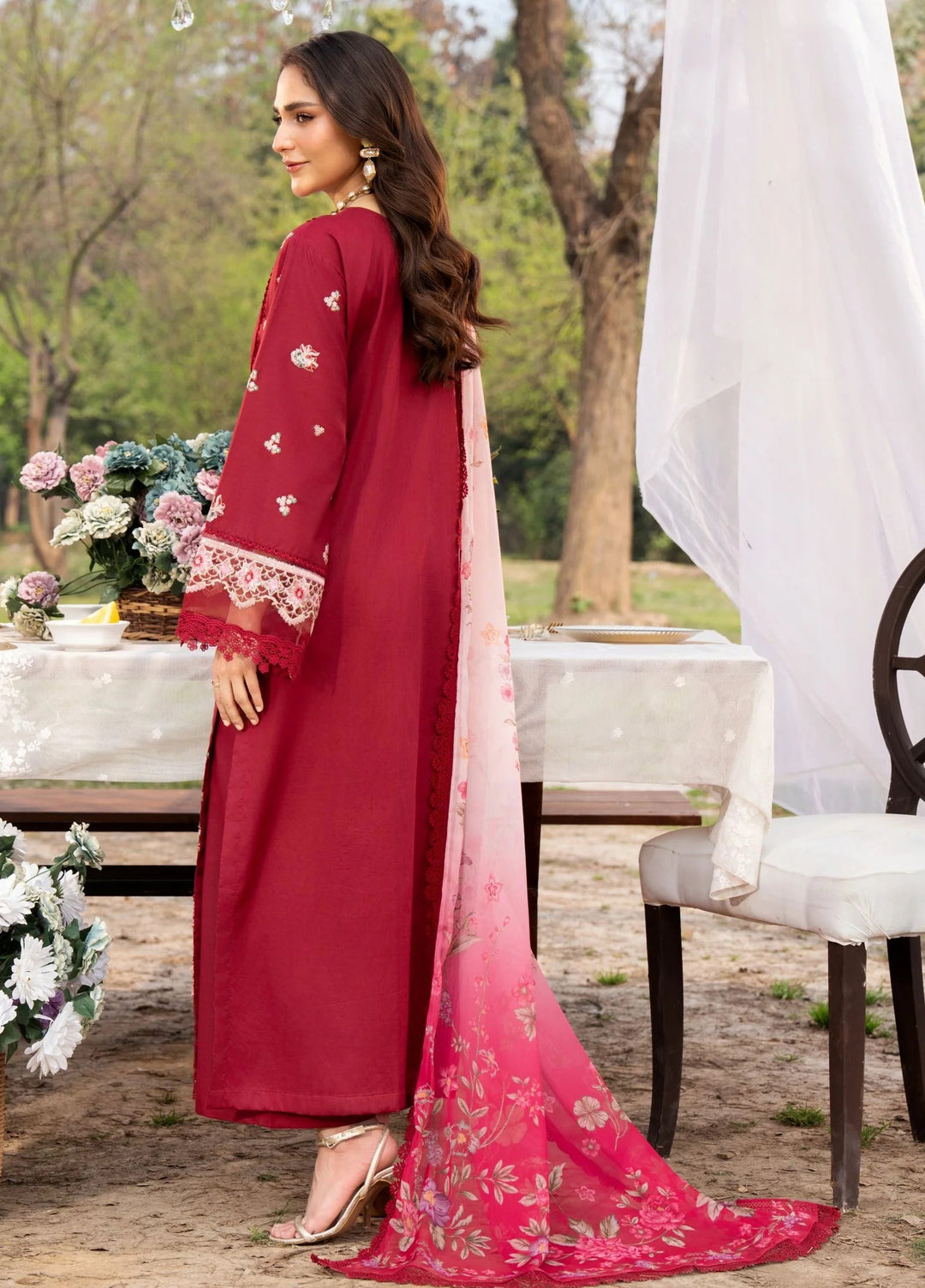 Chandan Nagri Women RTW Embroidered Lawn 3 Piece Suit Laleh Rose - Festive Collection
