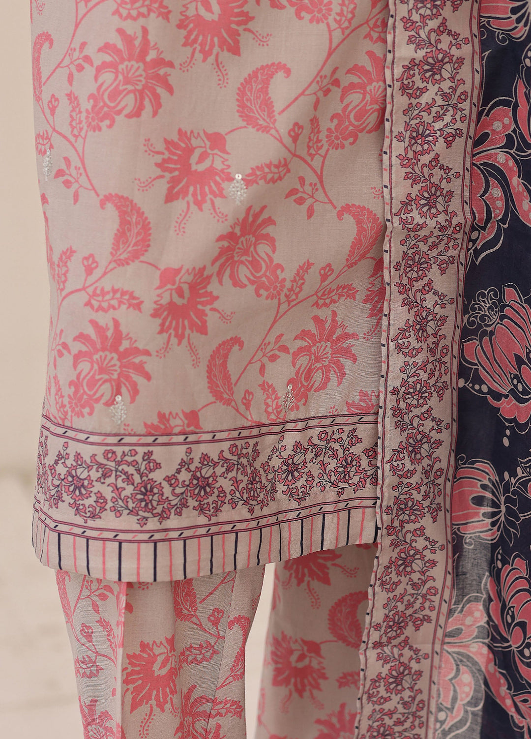 Identic by HZ Textiles Unstitched Embroidered Cotton 3 Piece Suit HZ26UCI PDW 3329-E - Casual Collection