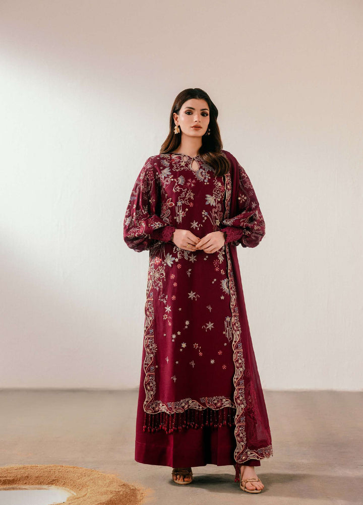 Luxe Silk by Florent Unstitched Embroidered Raw Silk 3 Piece Suit FL26ULS Elan - Festive Collection