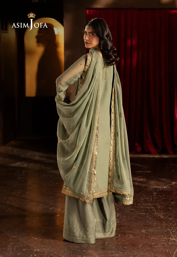 Asim Jofa Embroidered Chiffon Suits Unstitched 3 Piece AJ25LF AJLF-07 - Festive Collection