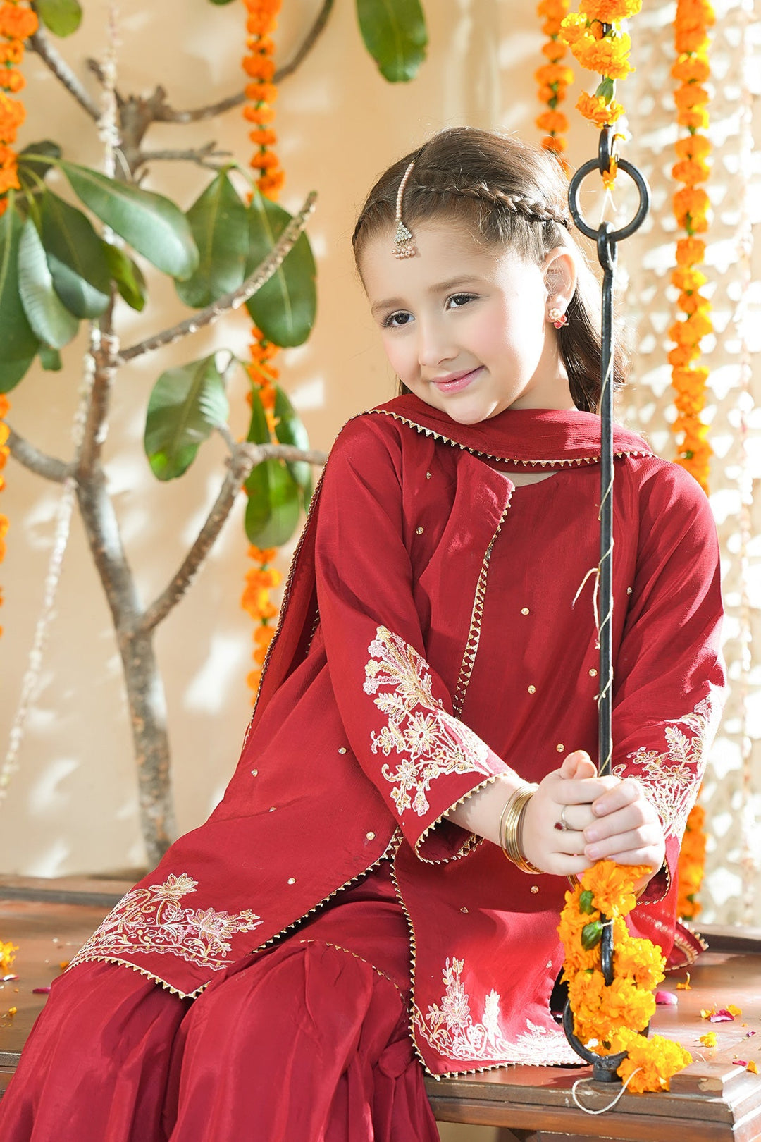 Noore Eid by Panache Girls RTW Embroidered Silk 3 Piece Suit Lumi - Eid Collection