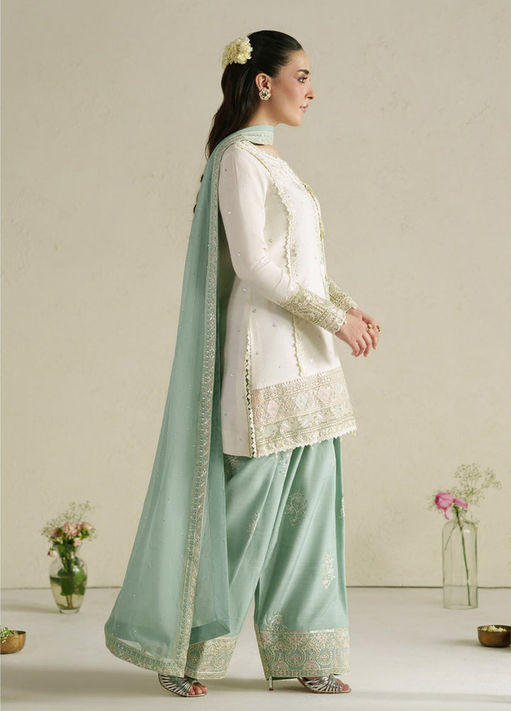 Vera Unstitched Embroidered Raw Silk 3 Piece Suit VR26URF Aab Ivory - Festive Collection