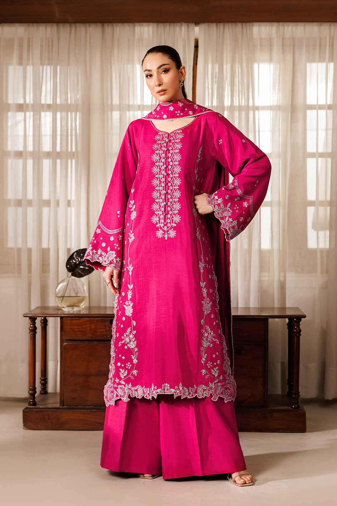 Noore Eid by Panache Women RTW Embroidered Raw Silk 3 Piece Suit Misha - Eid Collection