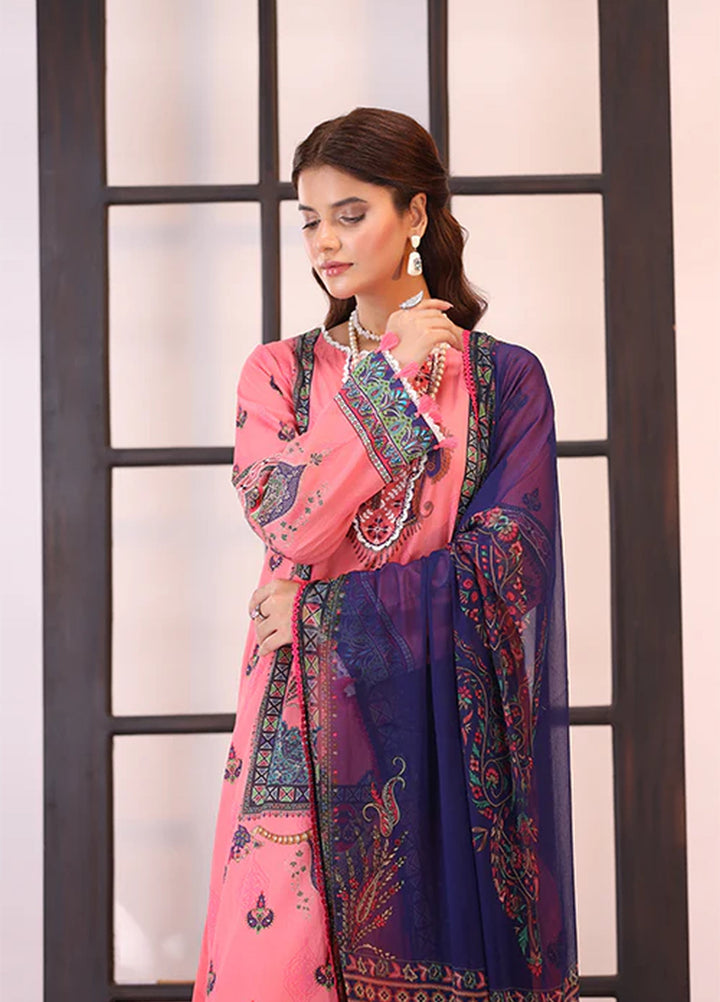 La Elise Women Unstitched Embroidered Lawn 3 Piece Suit 0001204 Gianna - Casual Collection