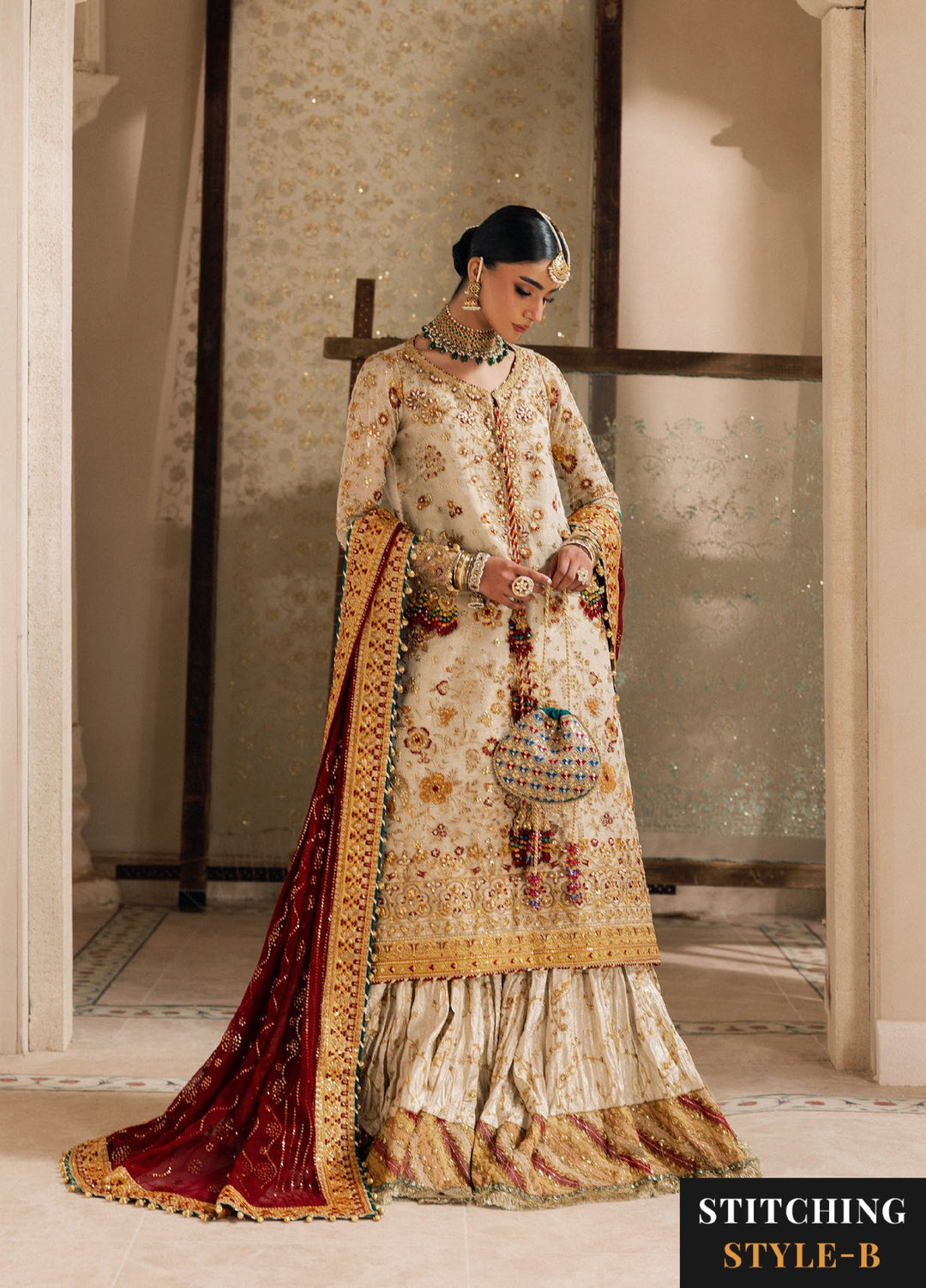 AIK Atelier Unstitched Embroidered Zari Net 3 Piece Suit AIK26UAW D-03 - Wedding Collection