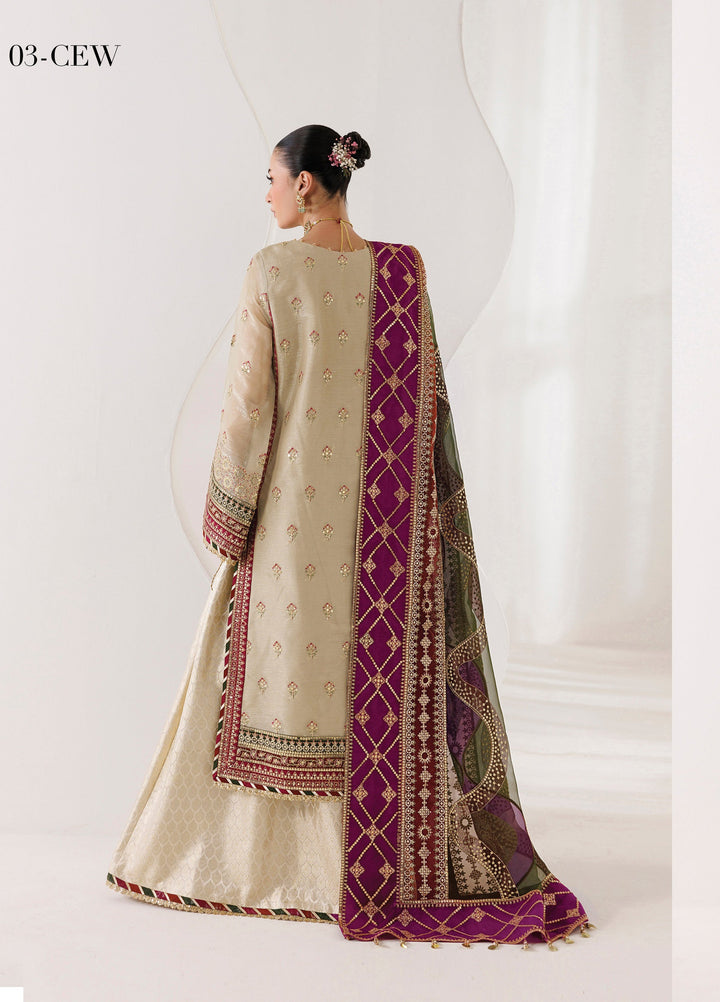 La Ruhe By Alizeh Fashion Unstitched Embroidered Crinkle 3 Piece Suit AF26URW AF-CH-2264-CEW - Wedding Collection