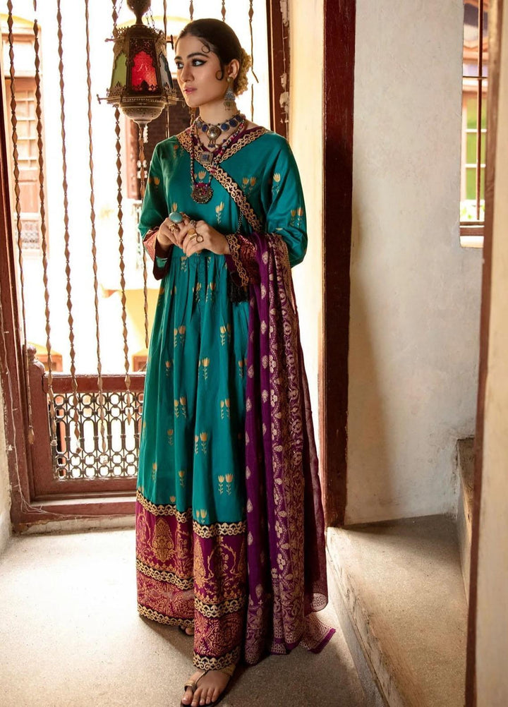 Garnet Clothing Pret Luxury Pret Screen Printed Lawn Frock JUNOON