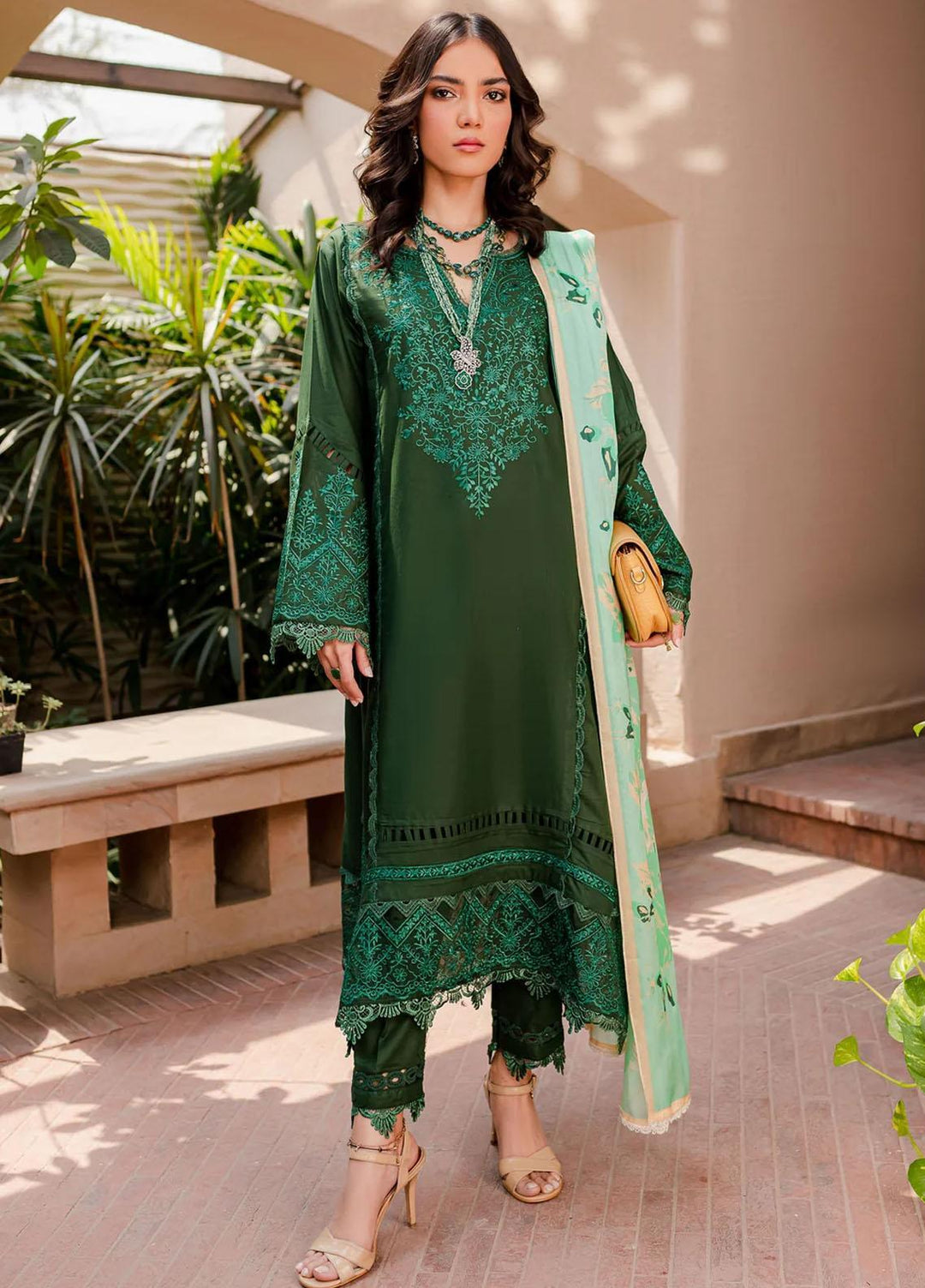 Naayas Pret Embroidered Lawn 3 Piece Suit NS23G Mongolia