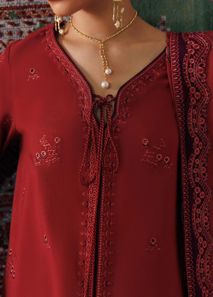 Q line by Qalamkar Unstitched Embroidered Slub Linen 3 Piece Suit QLK26UQL Zaira QLW-03 - Winter Collection