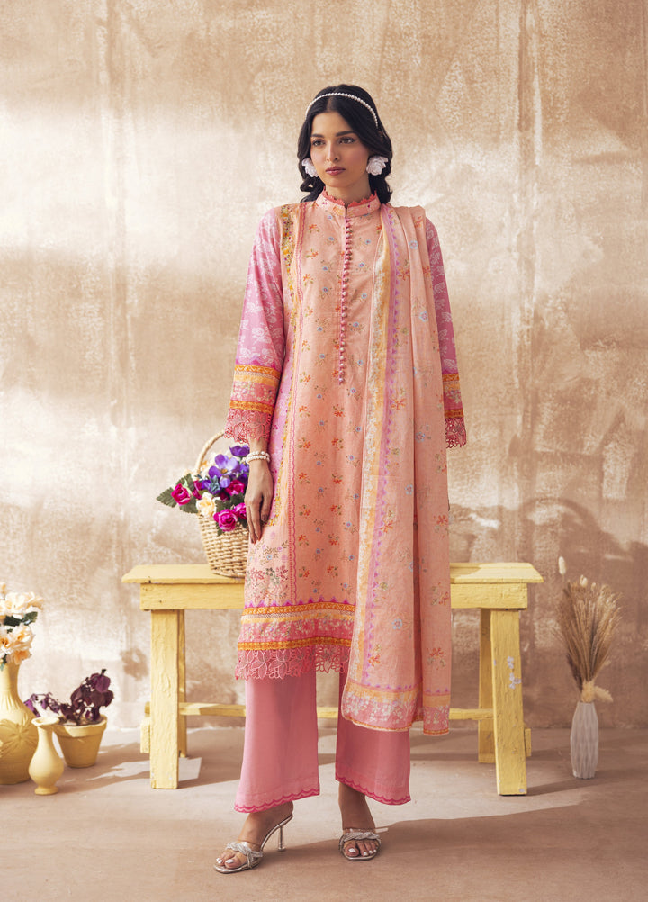 Liyana by Mashra RTW Printed Lawn 3 Piece Suit LIY-PEA-003-OS-1 Peach pearl - Casual Collection