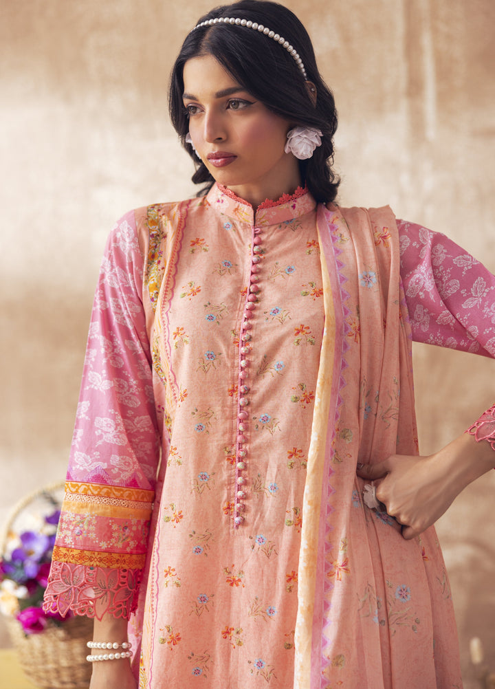 Liyana by Mashra RTW Printed Lawn 3 Piece Suit LIY-PEA-003-OS-1 Peach pearl - Casual Collection