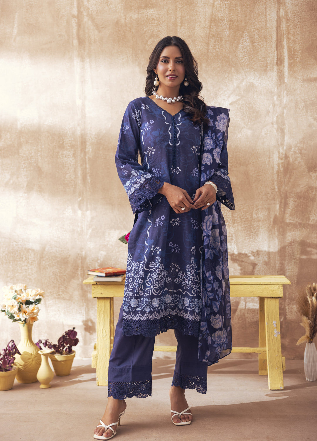Liyana by Mashra RTW Printed Lawn 3 Piece Suit LIY-BEL-016 Bellweather Blue - Casual Collection