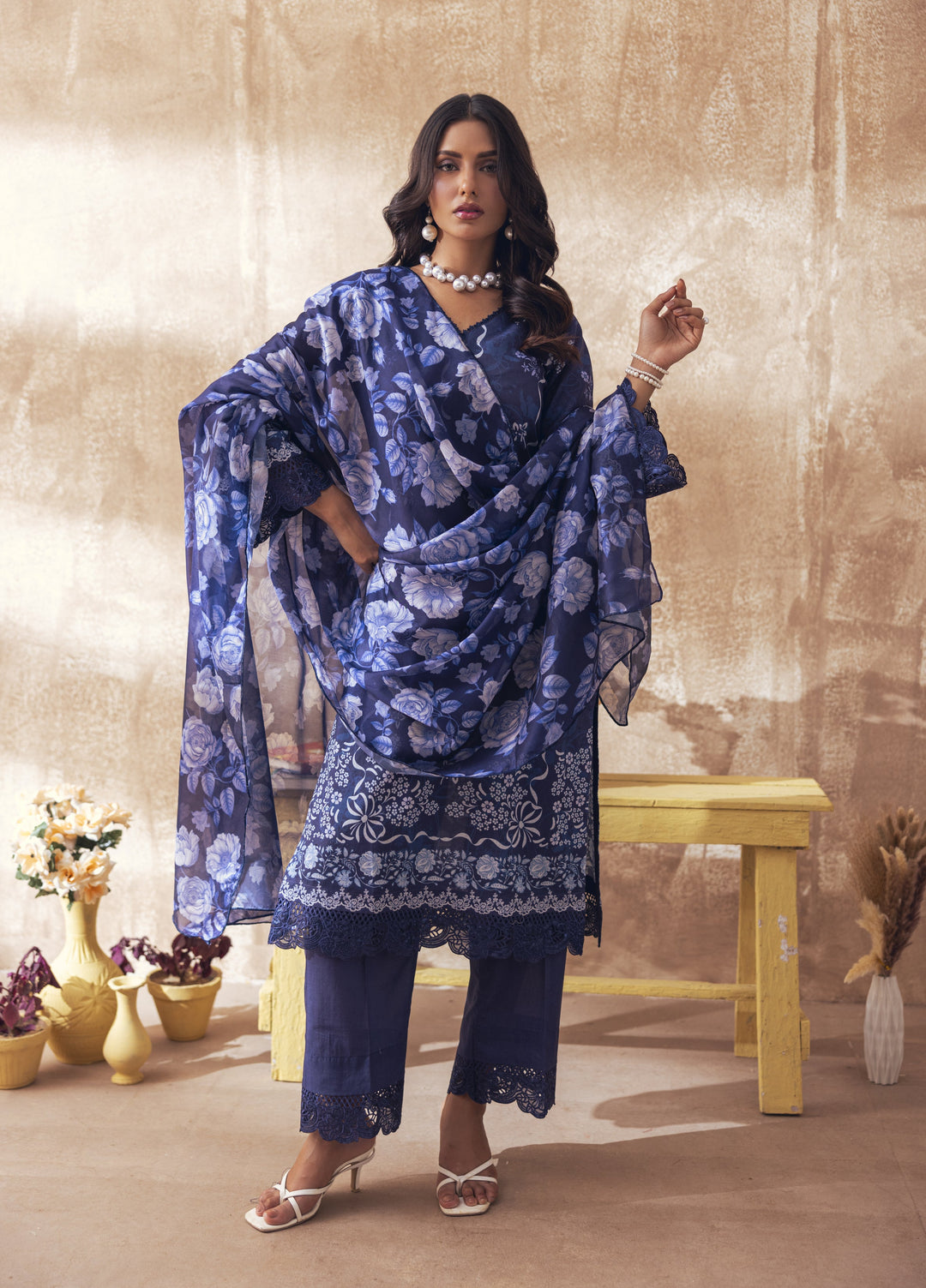 Liyana by Mashra RTW Printed Lawn 3 Piece Suit LIY-BEL-016 Bellweather Blue - Casual Collection