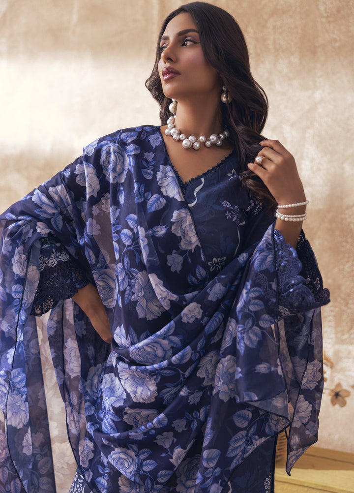 Liyana by Mashra RTW Printed Lawn 3 Piece Suit LIY-BEL-016 Bellweather Blue - Casual Collection