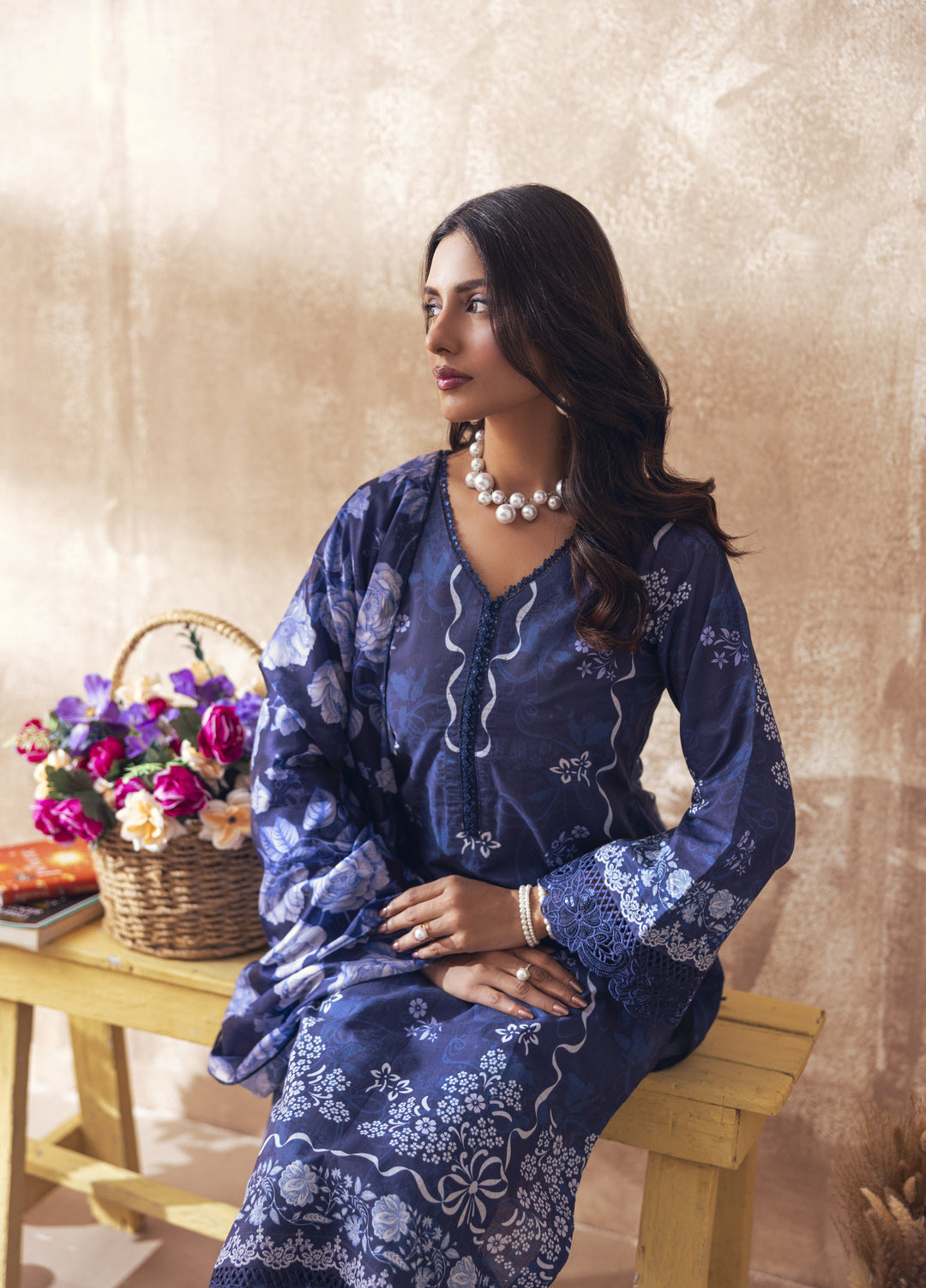 Liyana by Mashra RTW Printed Lawn 3 Piece Suit LIY-BEL-016 Bellweather Blue - Casual Collection