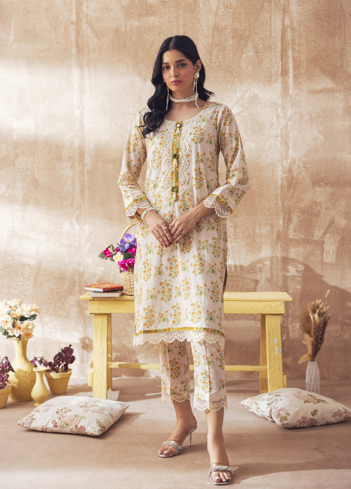 Liyana by Mashra RTW Printed Lawn 2 Piece Suit LIY-CAM-022 Camel - Casual Collection