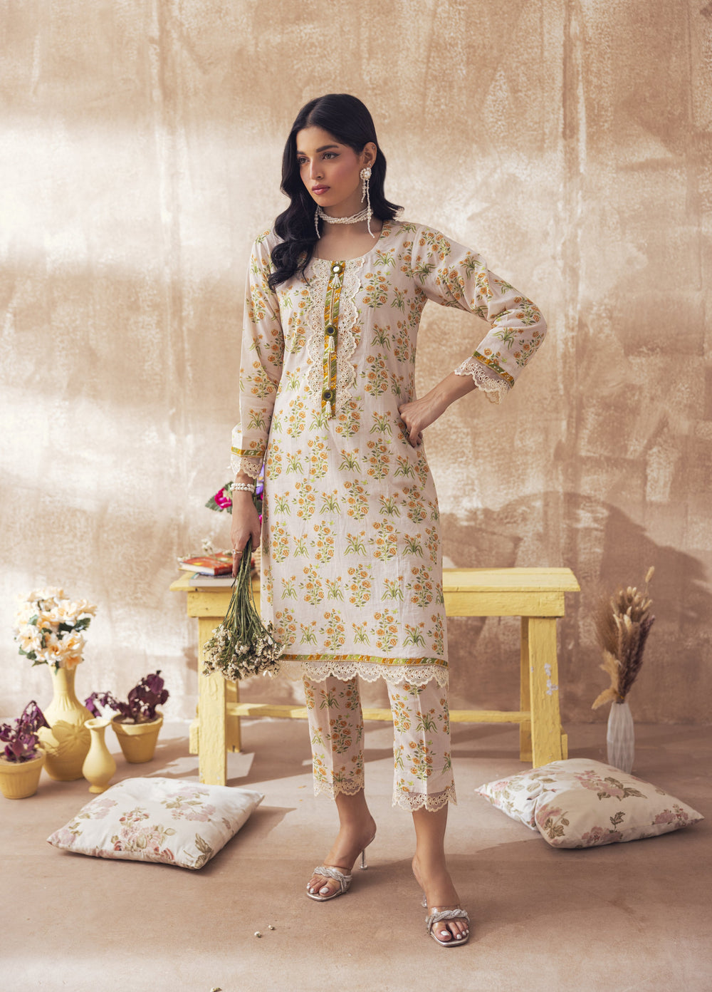 Liyana by Mashra RTW Printed Lawn 2 Piece Suit LIY-CAM-022 Camel - Casual Collection