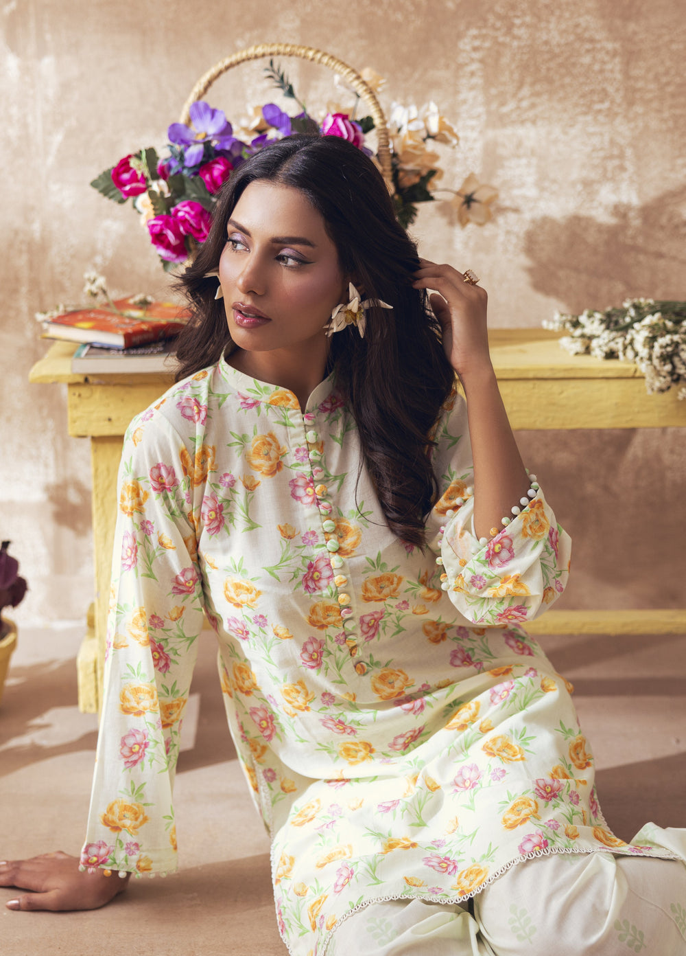 Liyana by Mashra RTW Printed Lawn 2 Piece Suit LIY-CRE-018 Creampuff - Casual Collection