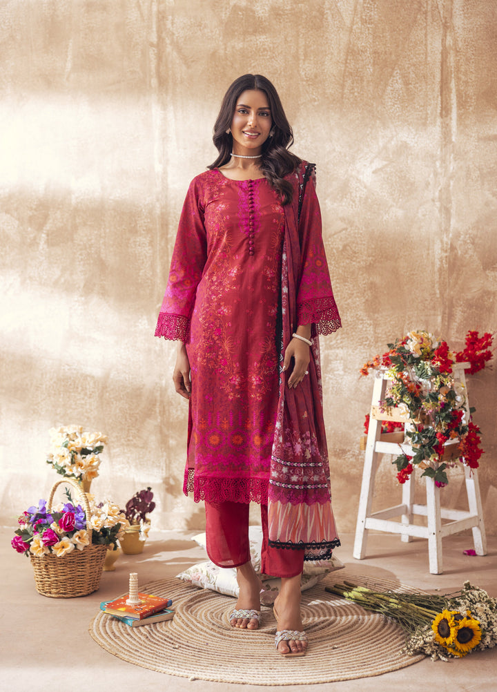 Liyana by Mashra RTW Printed Lawn 3 Piece Suit LIY-BER-006 Berry - Casual Collection