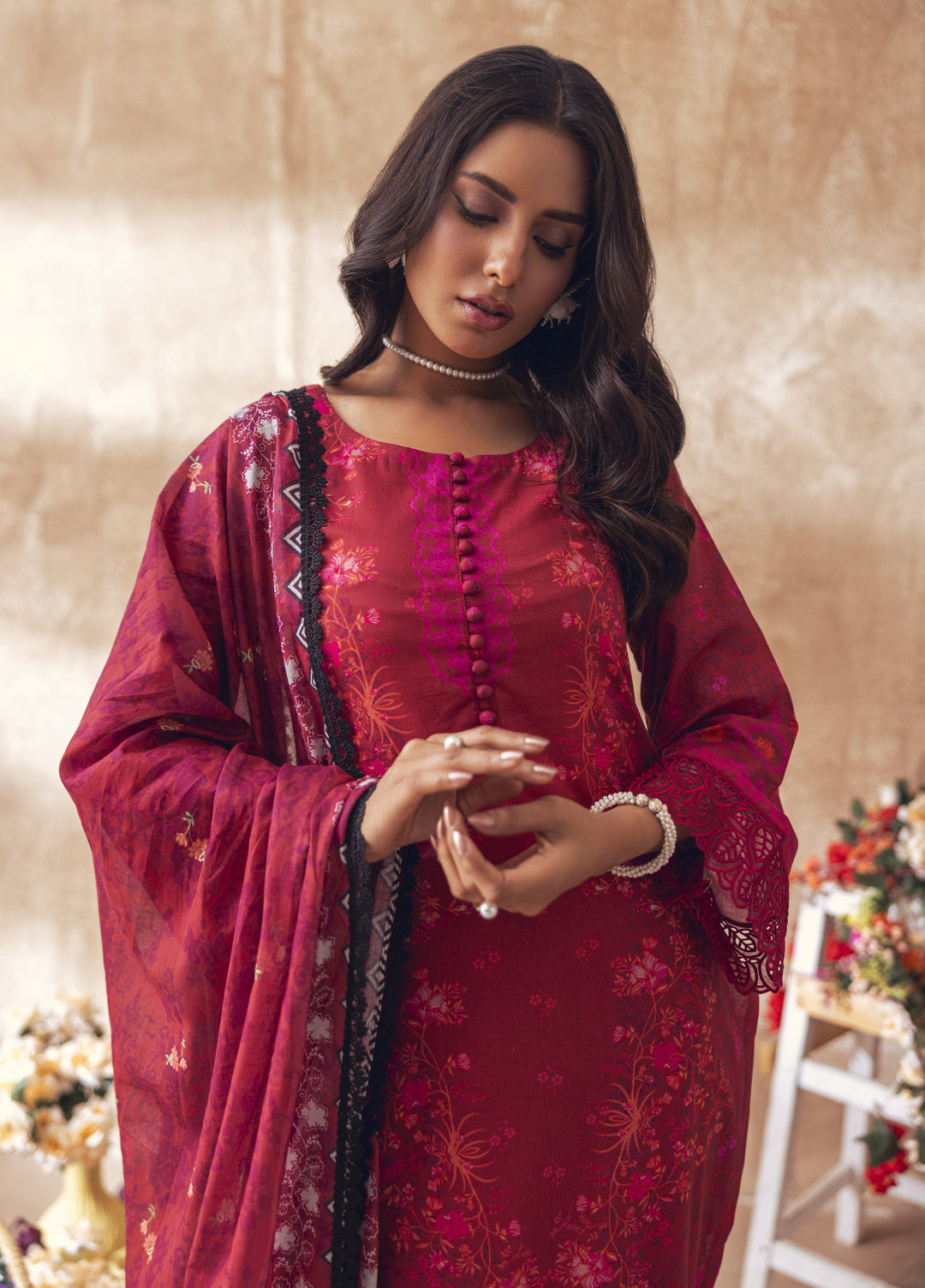 Liyana by Mashra RTW Printed Lawn 3 Piece Suit LIY-BER-006 Berry - Casual Collection