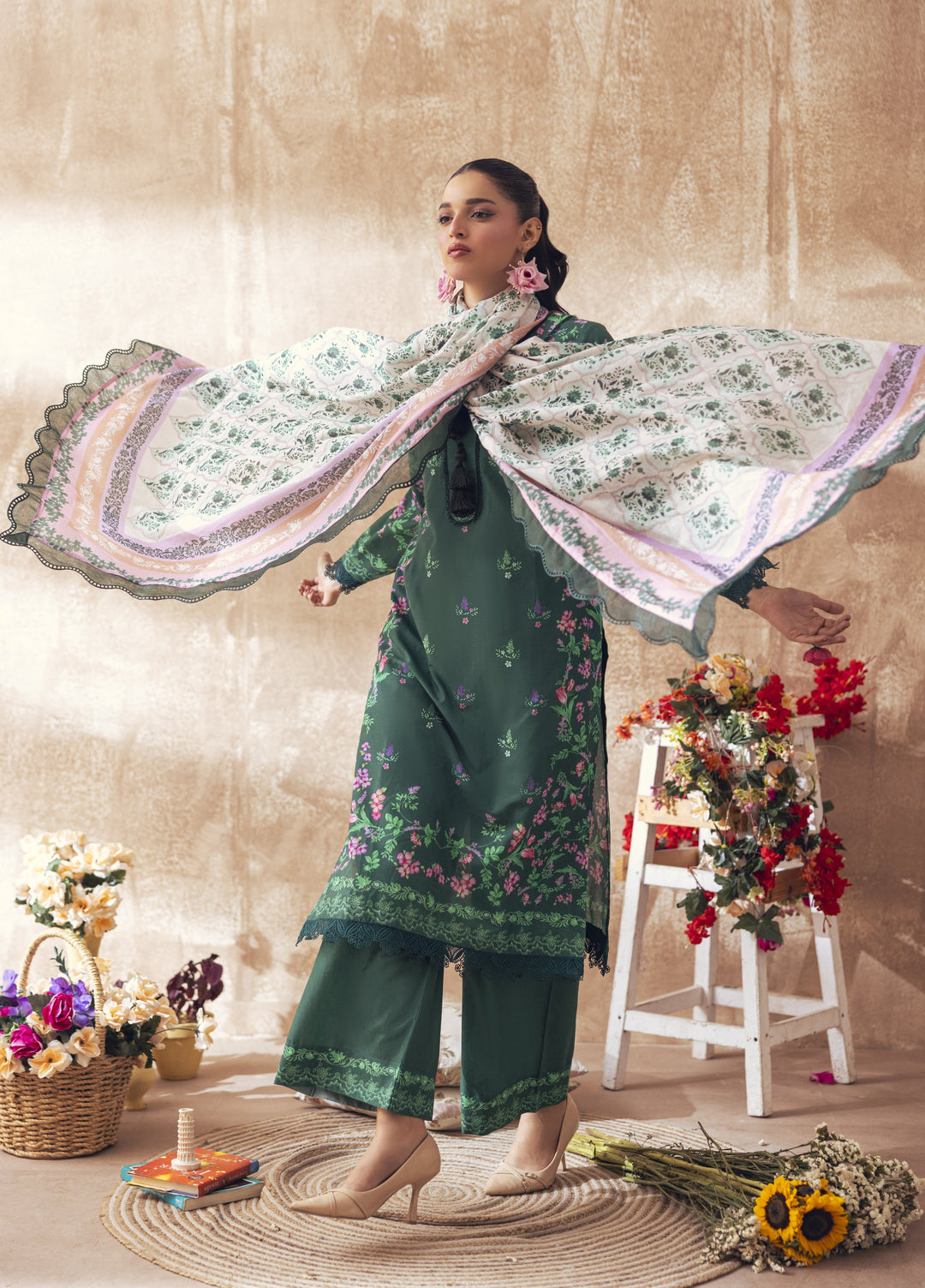 Liyana by Mashra RTW Printed Lawn 3 Piece Suit LIY-EME-002 Emerald - Casual Collection