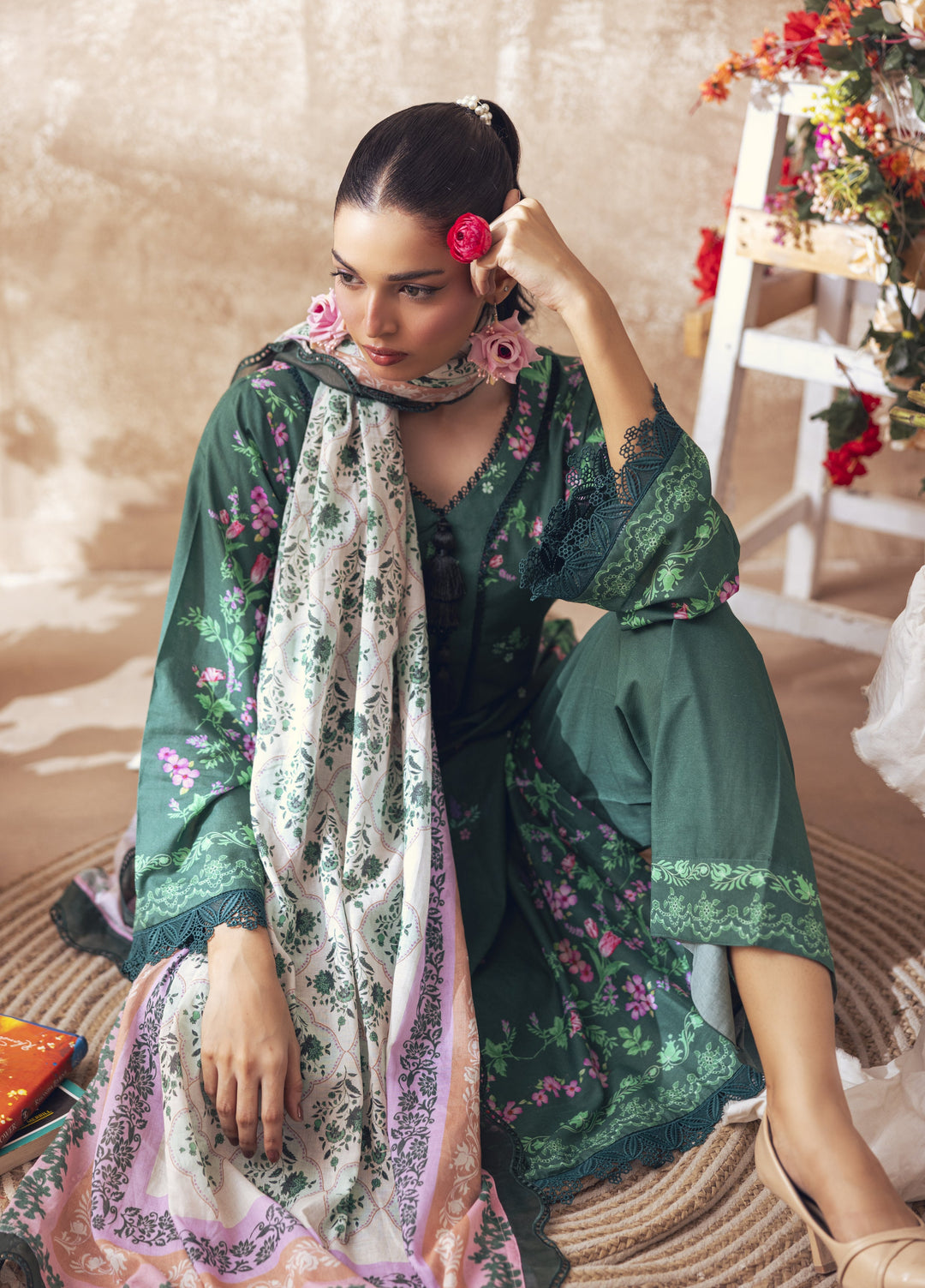 Liyana by Mashra RTW Printed Lawn 3 Piece Suit LIY-EME-002 Emerald - Casual Collection
