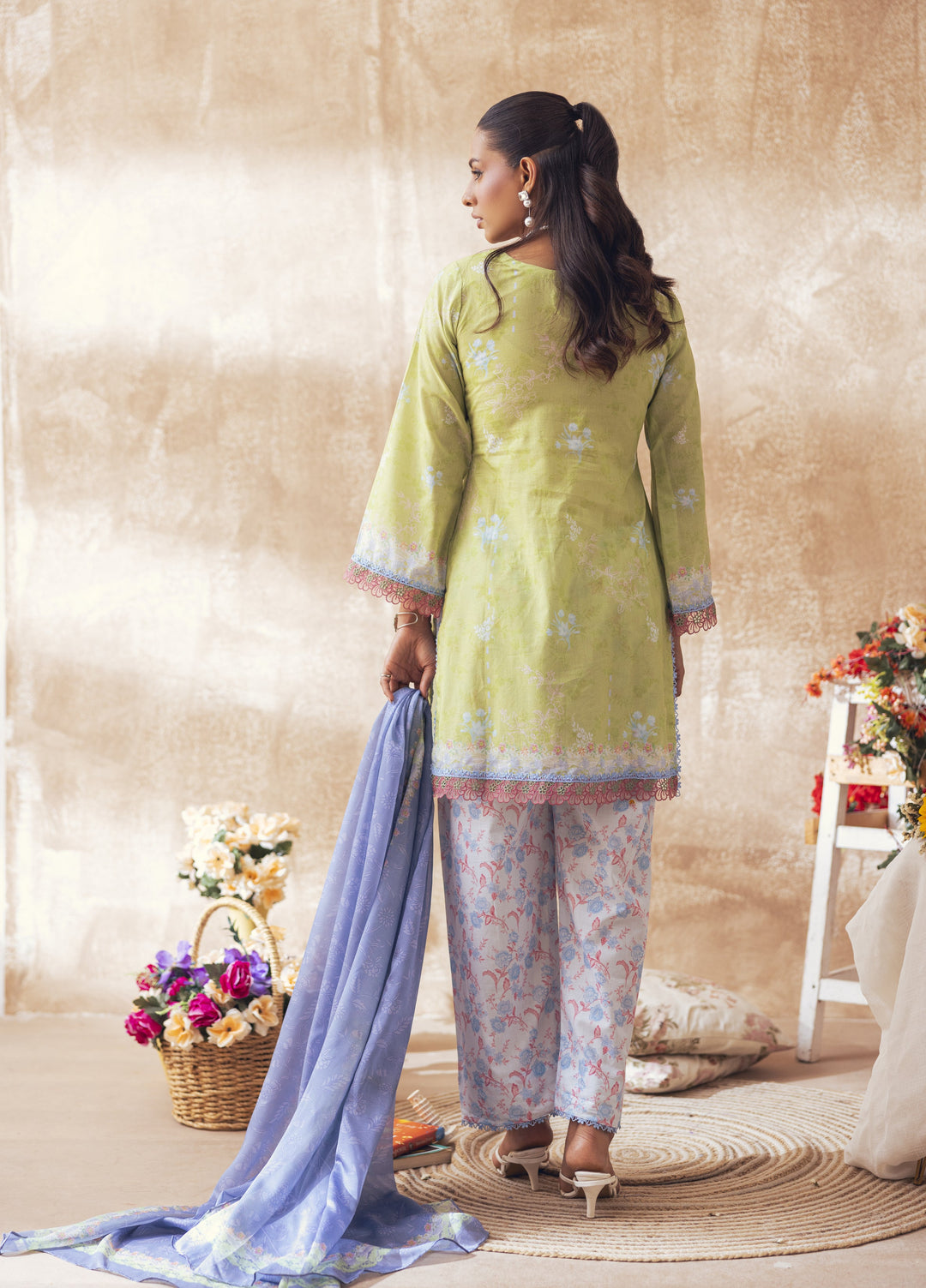 Liyana by Mashra RTW Printed Lawn 3 Piece Suit LIY-BUT-012 Butterfly Green - Casual Collection