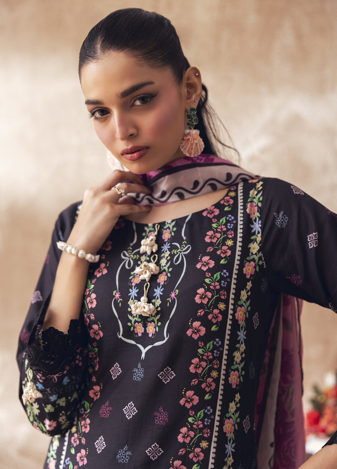 Liyana by Mashra RTW Printed Lawn 3 Piece Suit LIY-ROS-014 Rosa - Casual Collection