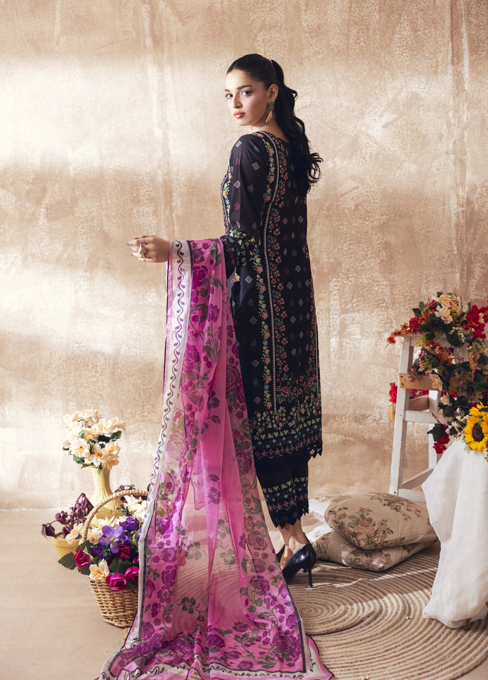 Liyana by Mashra RTW Printed Lawn 3 Piece Suit LIY-ROS-014 Rosa - Casual Collection