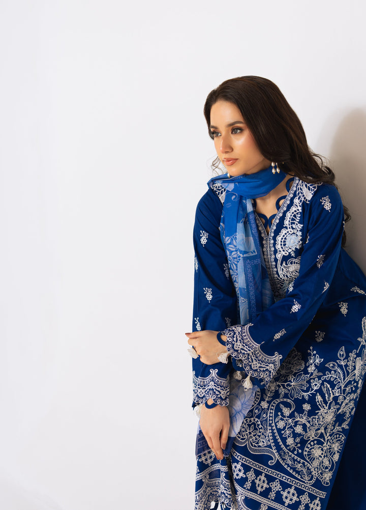 Noya by Mashra RTW Embroidered Lawn 3 Piece Suit MA-601 Saphire Blue stitched - Casual Collection