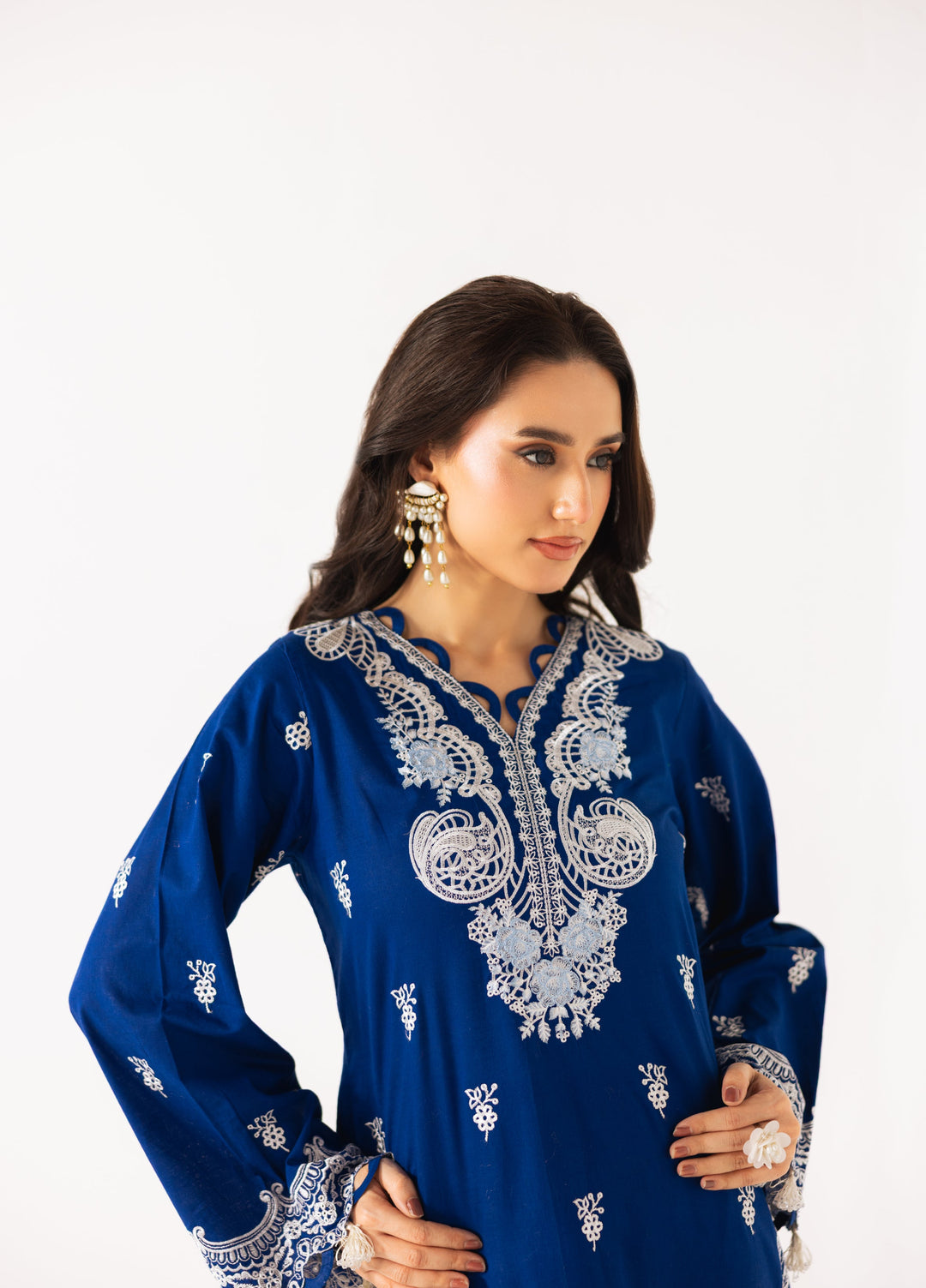 Noya by Mashra RTW Embroidered Lawn 3 Piece Suit MA-601 Saphire Blue stitched - Casual Collection